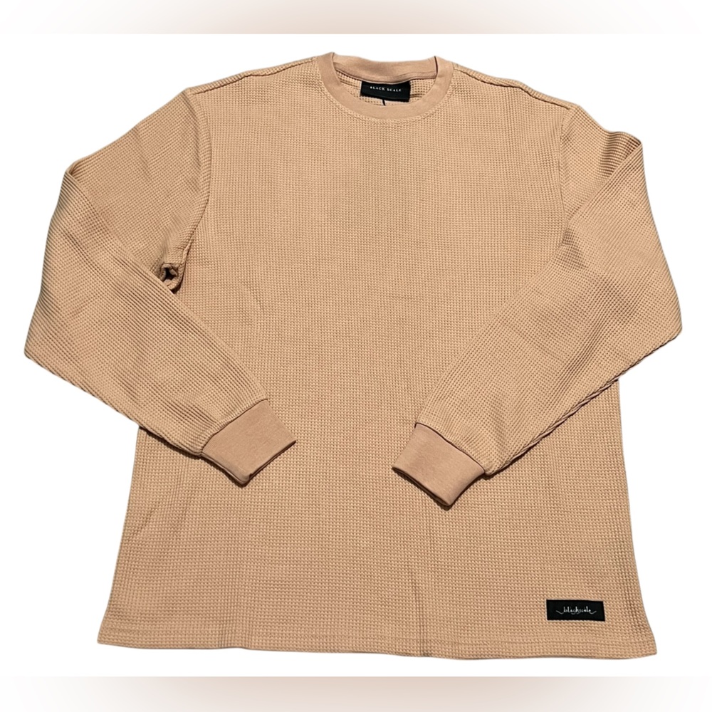 Black Scale men’s Waffle Knit Long Sleeve Shirt thermal medium color clay‎ peach